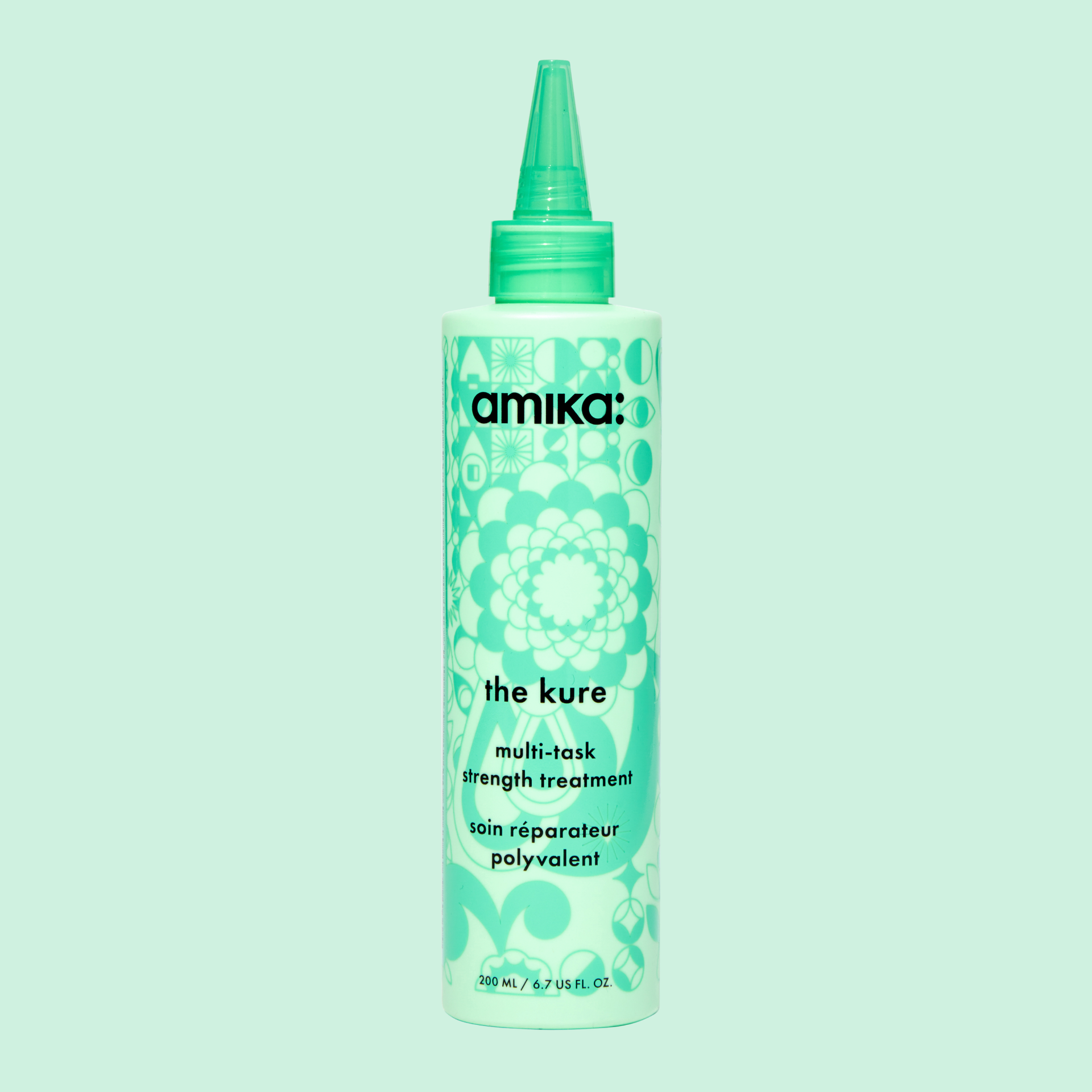 amika the kure multitask strength treatment on a light green background