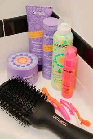 styling products with amika hair blow dryer brush 2.0