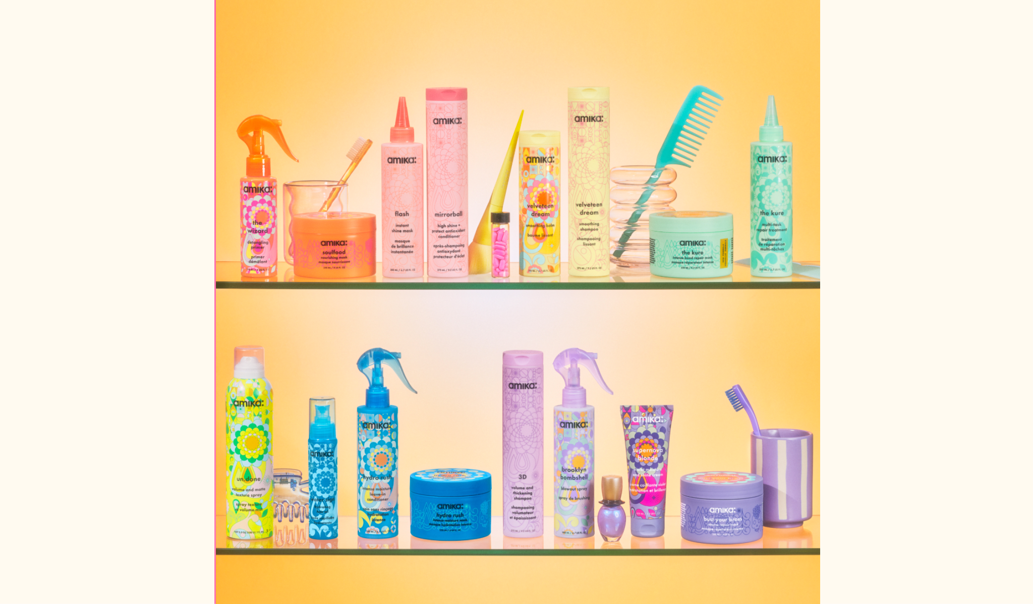shelfie with different amika products