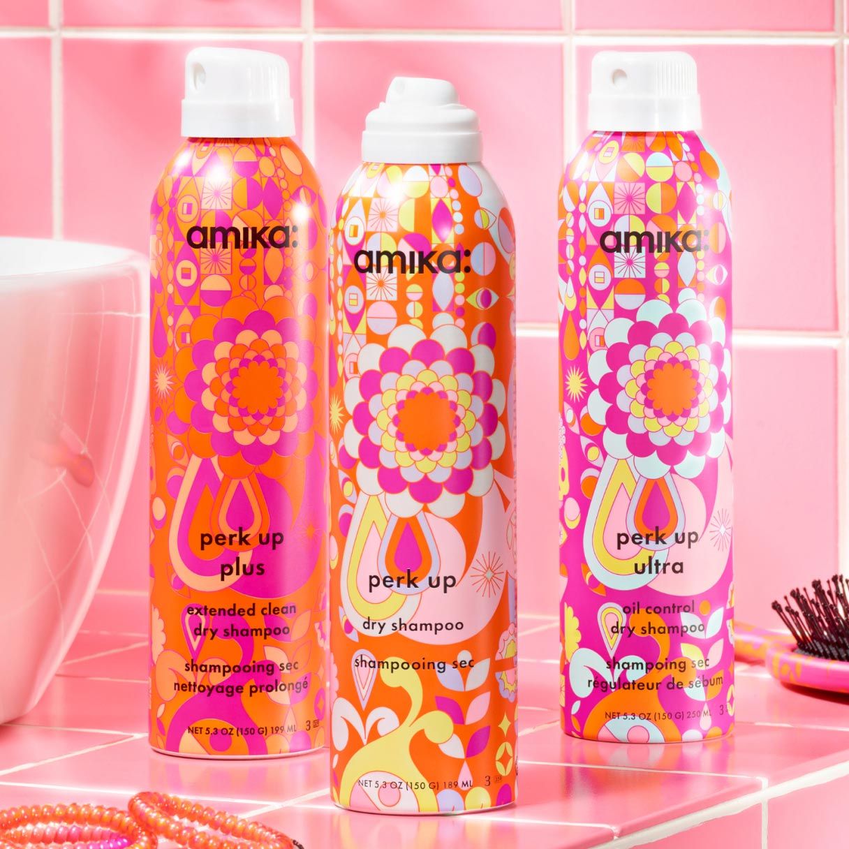 Perk up plus extended clean dry shampoo, perk up dry shampoo and perk up ultra oil control dry shampoo