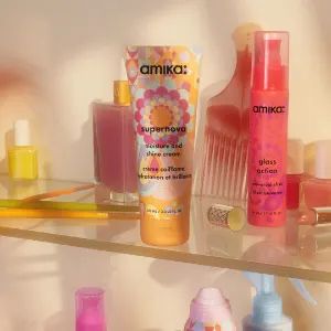 supernova moisture and shine cream and glass action hydrating hair oil on shelf