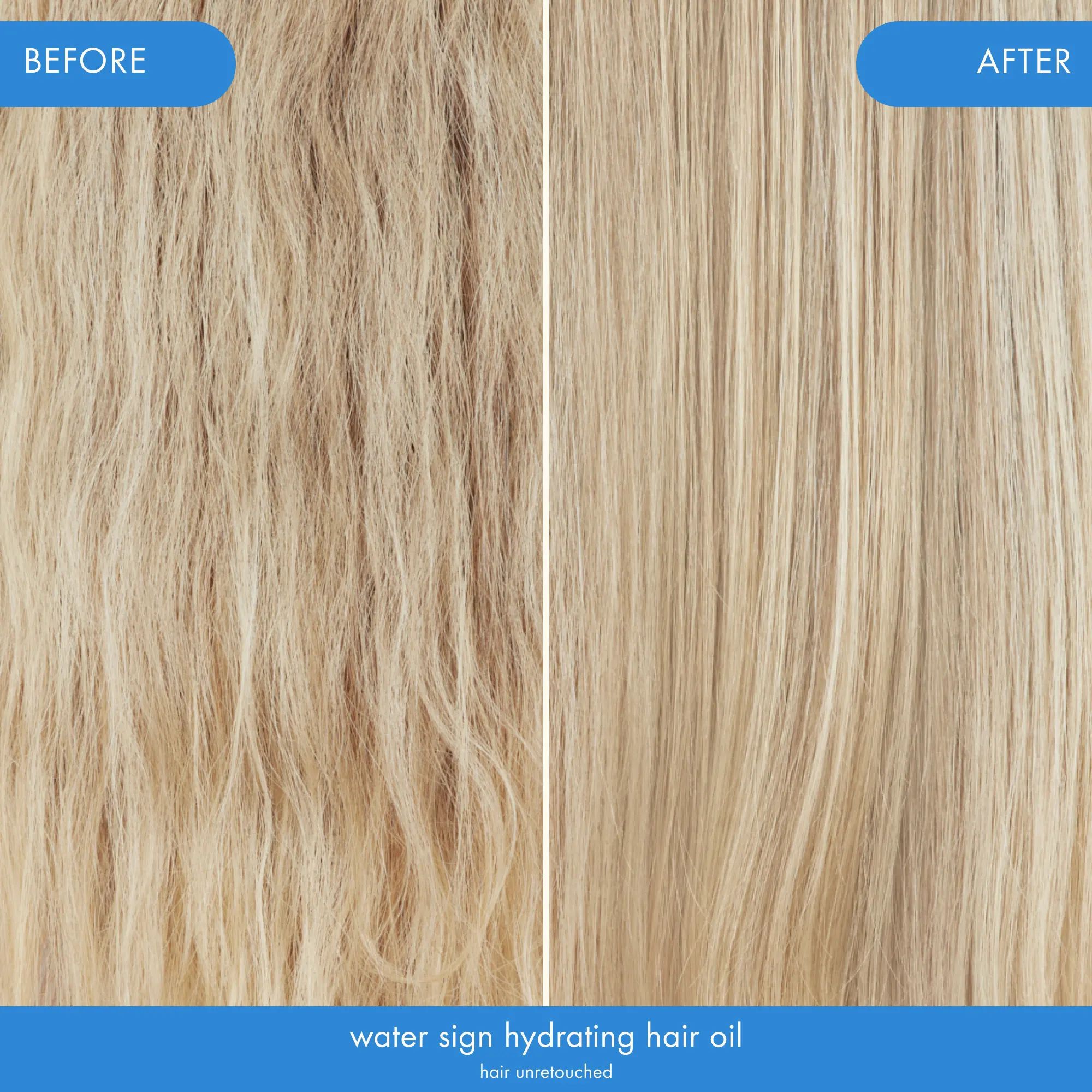 water sign hydrating hair oil before and after