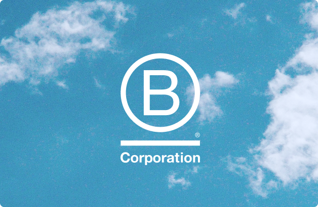 b corp logo on cloud background