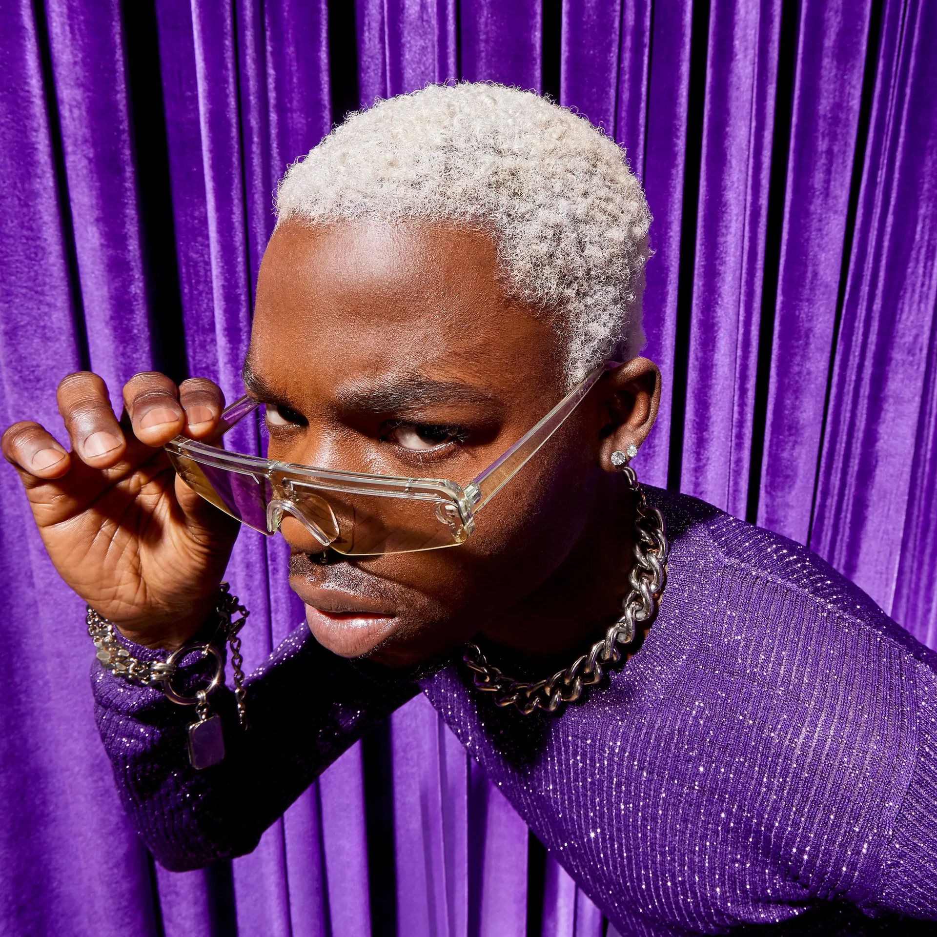 model with platinum blonde hair
