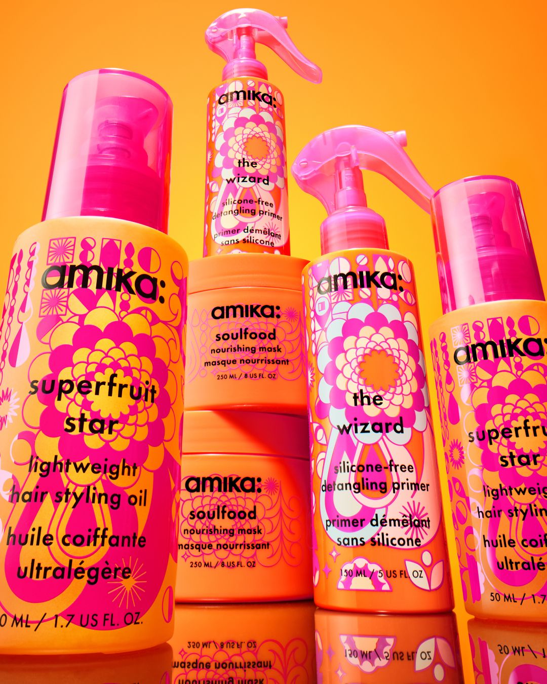 image of superfruit star, soulfood, the wizard all part of amika's signature collection