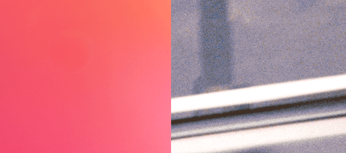 a pink block on the left and a gif on the right showing models and beach scenery