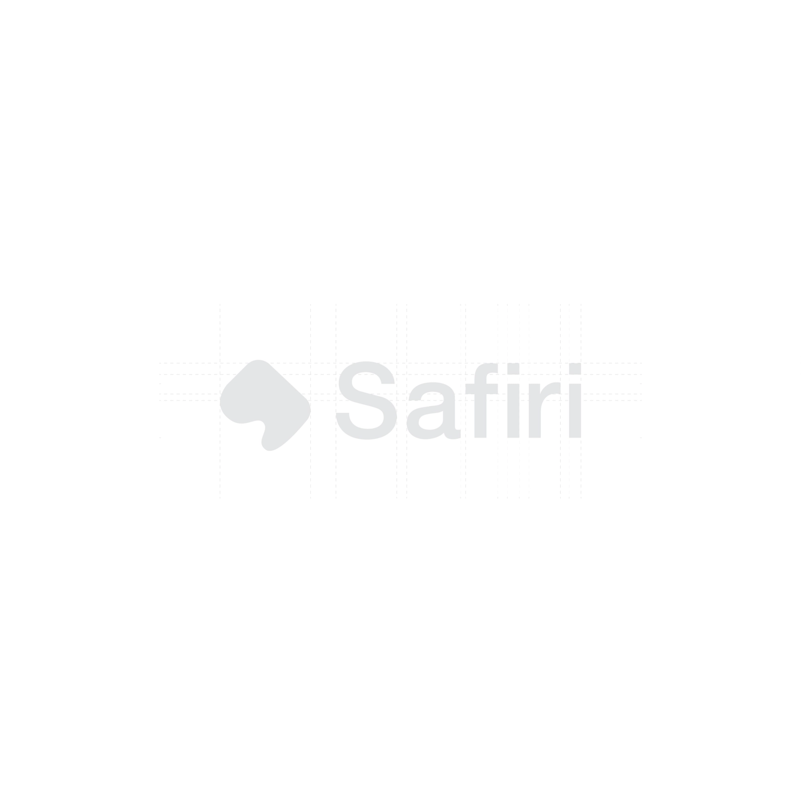The Safiri logotype shown with its construction grid.
