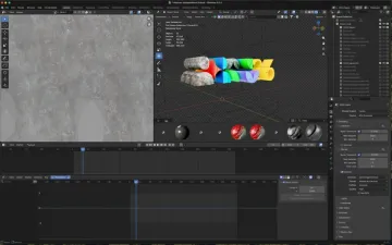 The Blender viewport where the logo's 3D forms were modelled and shaded.