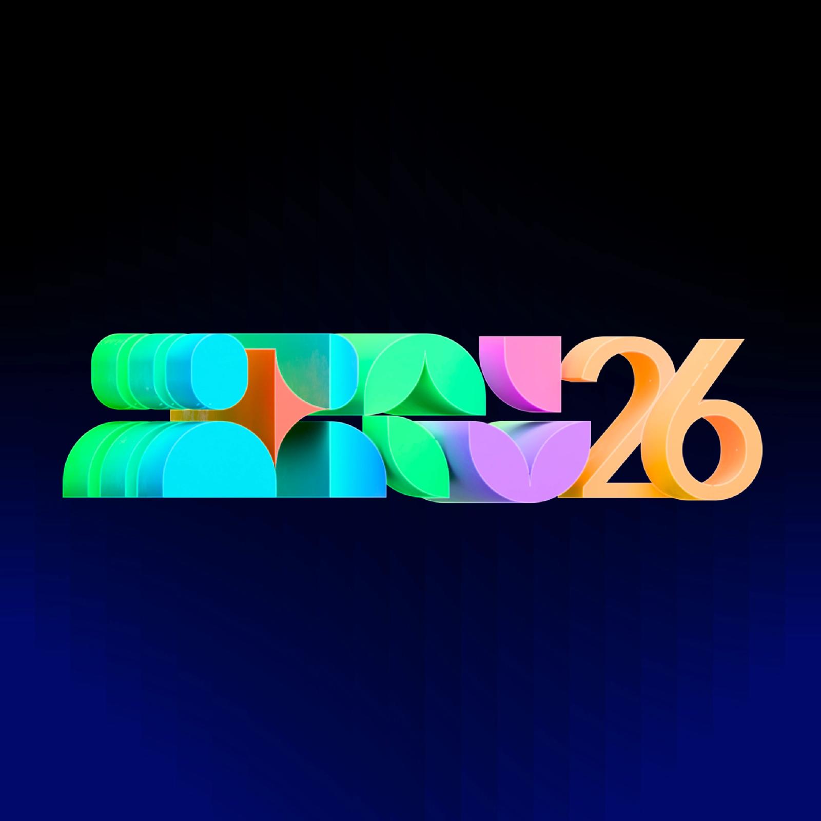 The ProdFest 26 logo rendered in glossy green, blue, pink and orange 3D forms on near-black navy.