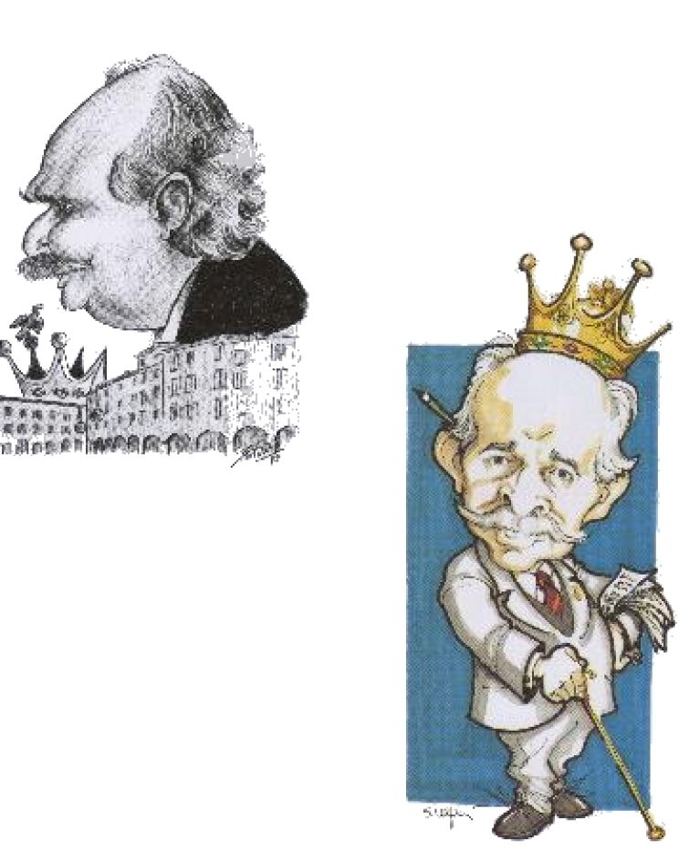 Illustrazione caricaturale di Francesco Barbieri, IX Duca di Piazza Pontida, BRASCA Ü, che evidenzia il suo aspetto distintivo e il ruolo di giornalista e Duca conciliatore.