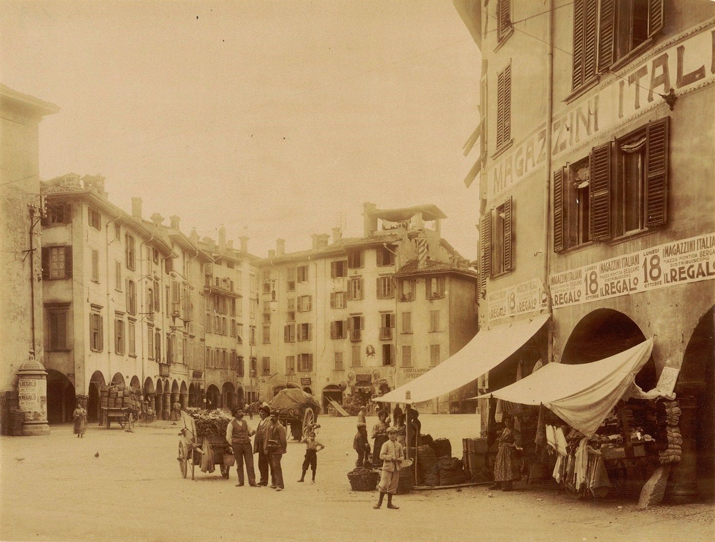 View of Piazza Pontida in Bergamo, once known as the Wood Market, the heart of the city’s popular life, symbolizing Bergamo’s history, culture, and traditions.