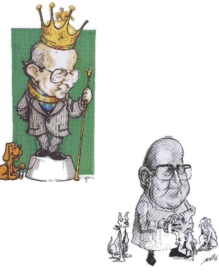 Caricatura di Gianfranco Cantini, Duca Orobico I di Piazza Pontida, raffigurato come figura generosa e innovativa, promotore di iniziative culturali e mostre sulla storia del Ducato.