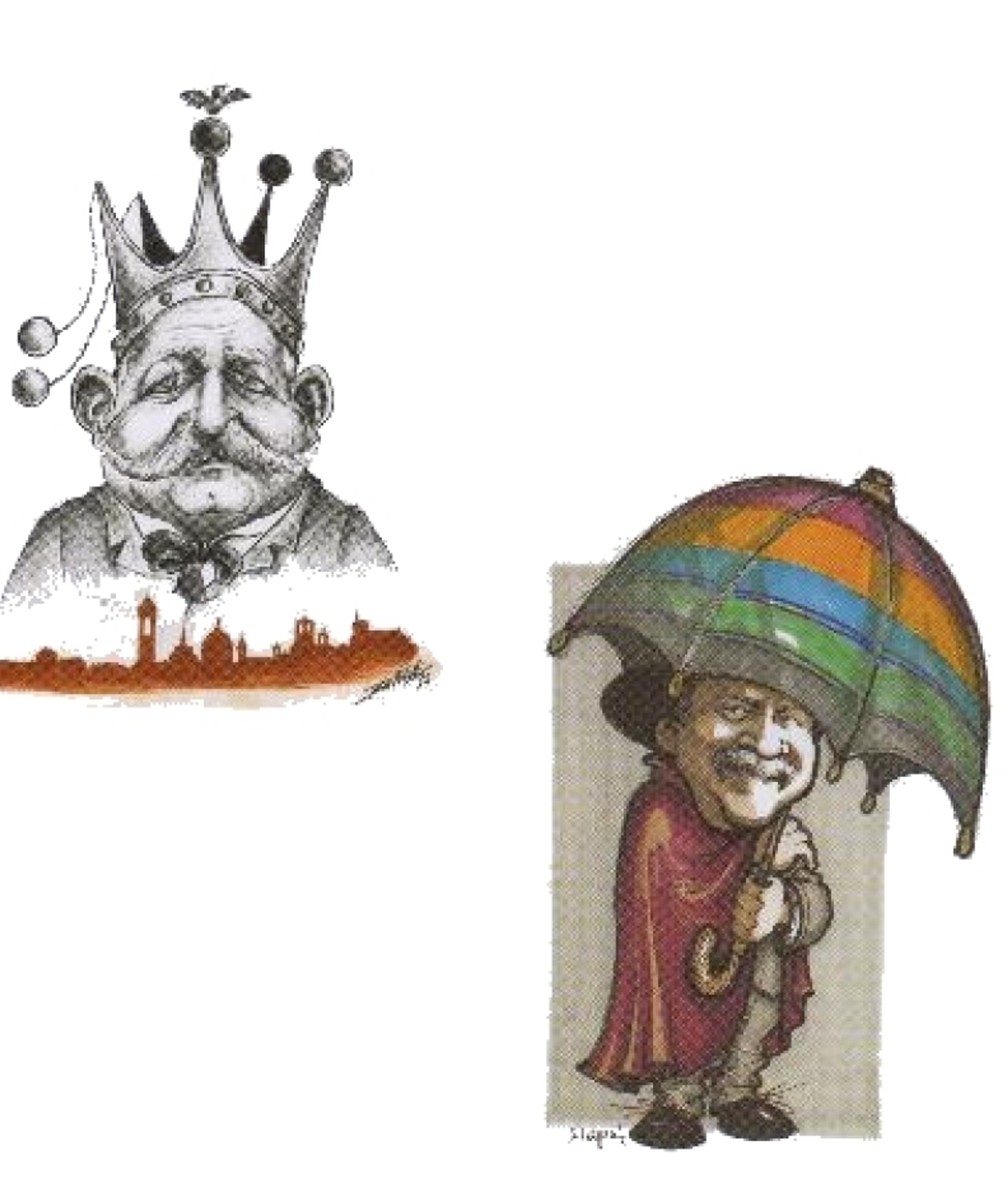 Caricatura di Rodolfo Paris, primo Duca di Piazza Pontida