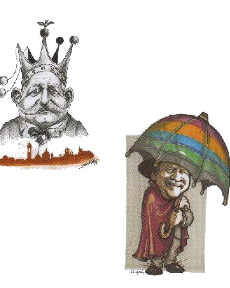 Caricatura di Rodolfo Paris, primo Duca di Piazza Pontida