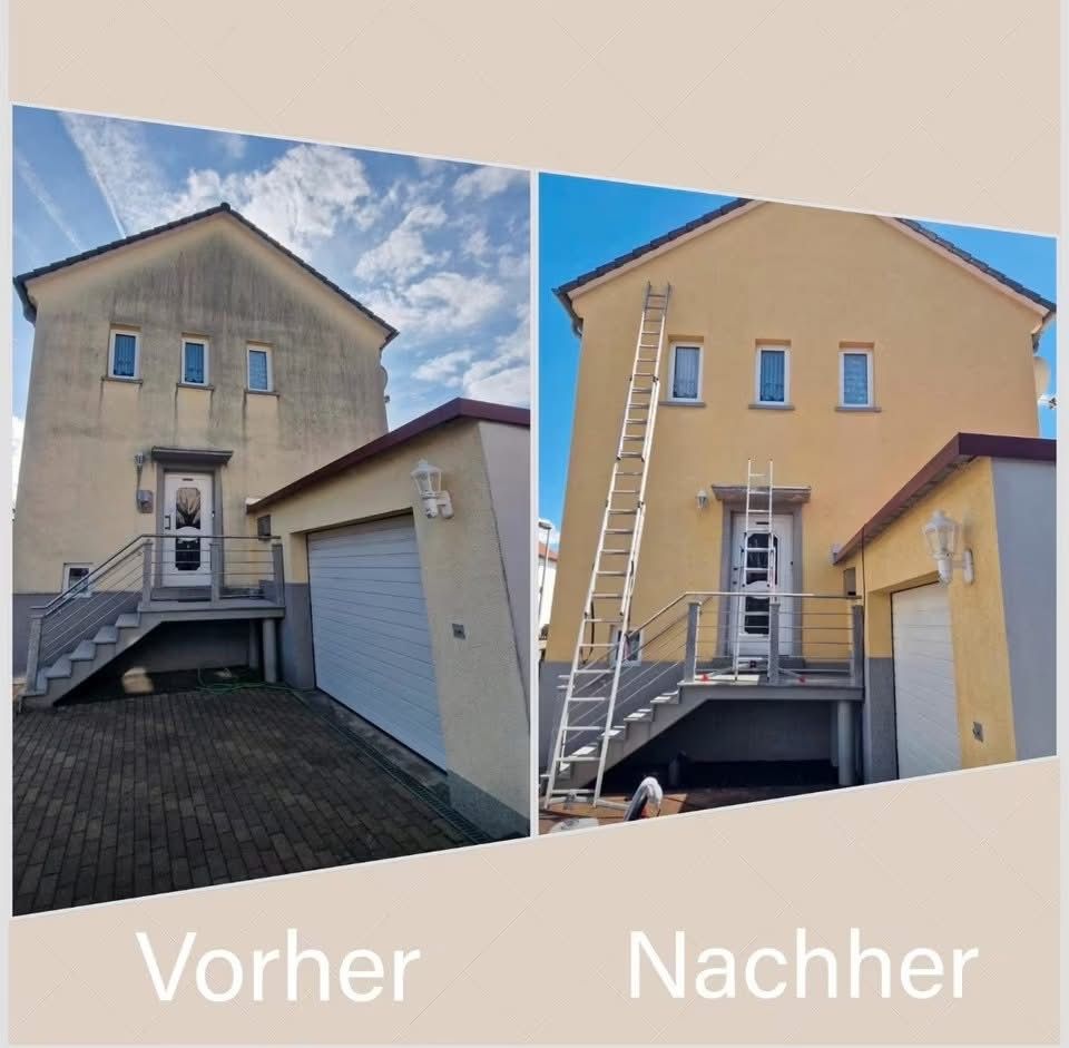 Fassadenreinigung (Vorher und Nacher)
