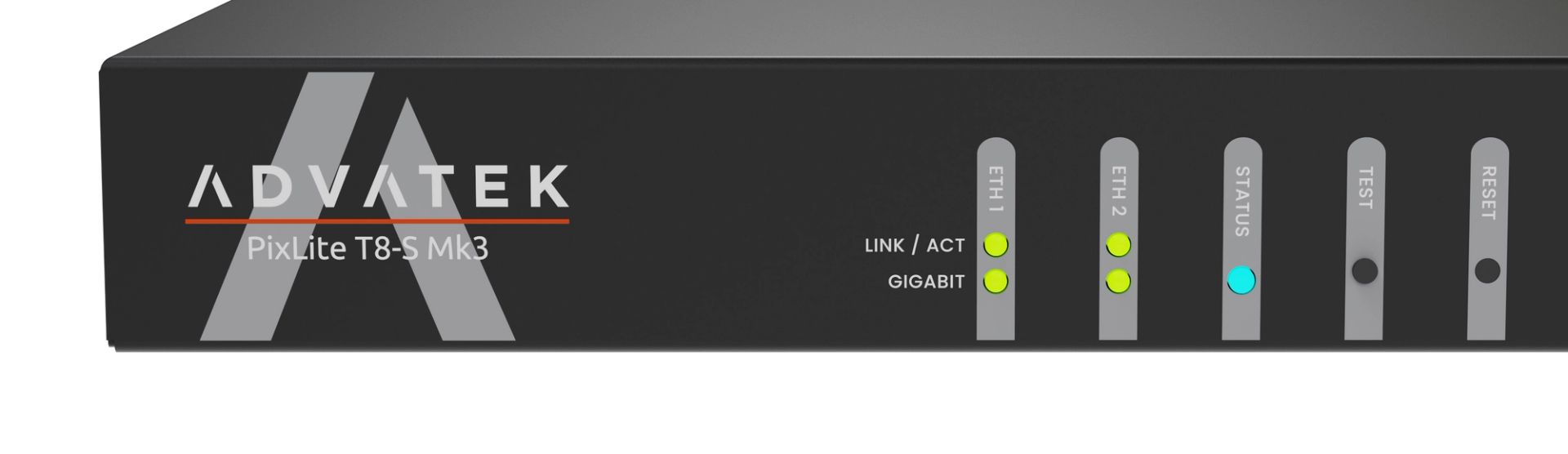 T8-S front Advatek PixLite® T8-S Mk3 Long Range Pixel Controller front view