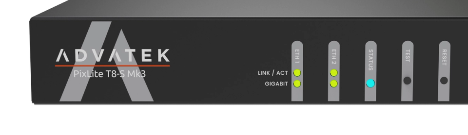 Advatek PixLite® T8-S Mk3 Long Range Pixel Controller front view