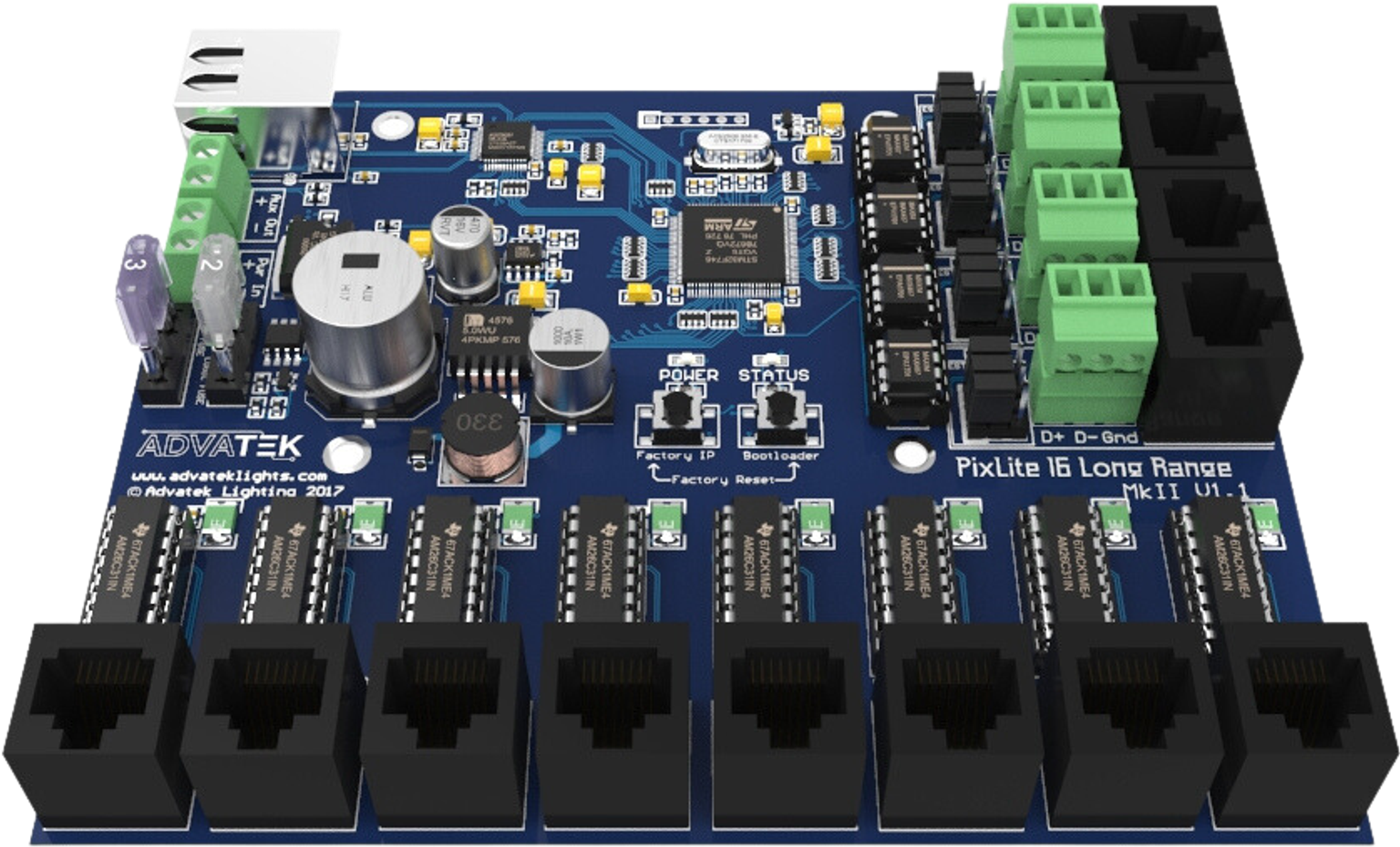 Advatek PixLite®16 Mk2 long range pixel controller angle view