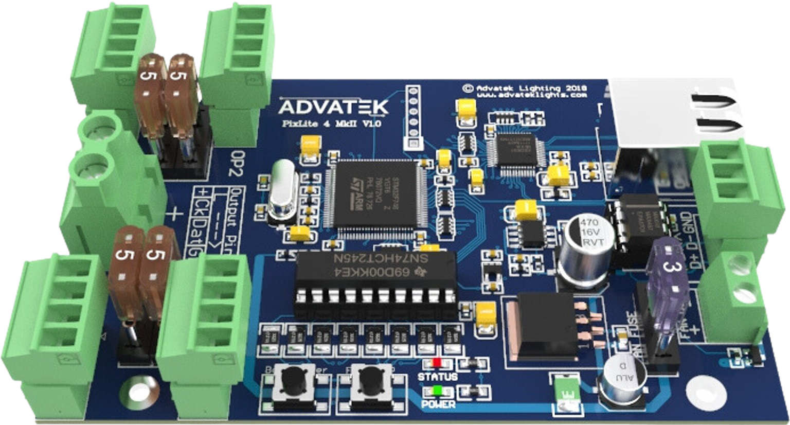 Advatek PixLite® 4 Mk2 pixel controller Angled View