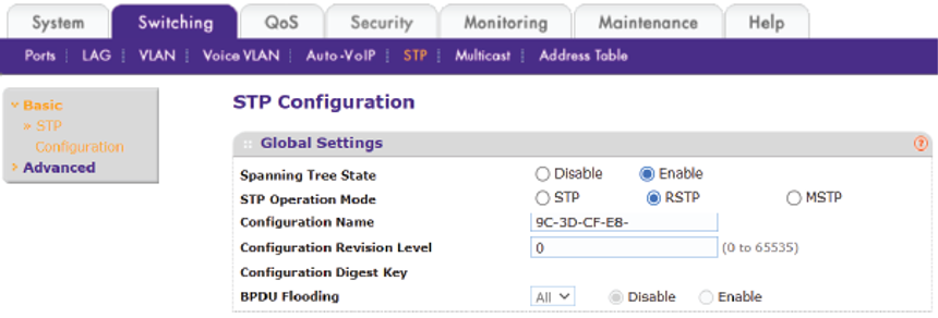 STP configuration graphic - Advatek Lighting