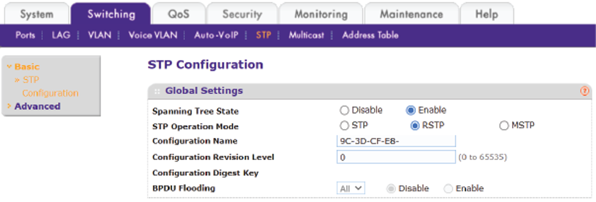 STP configuration graphic - Advatek Lighting