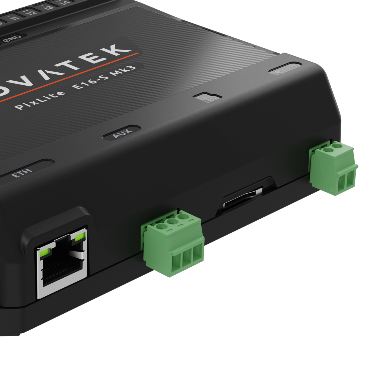 Advatek PixLite® E16-S Mk3 Pixel Controller front angled view