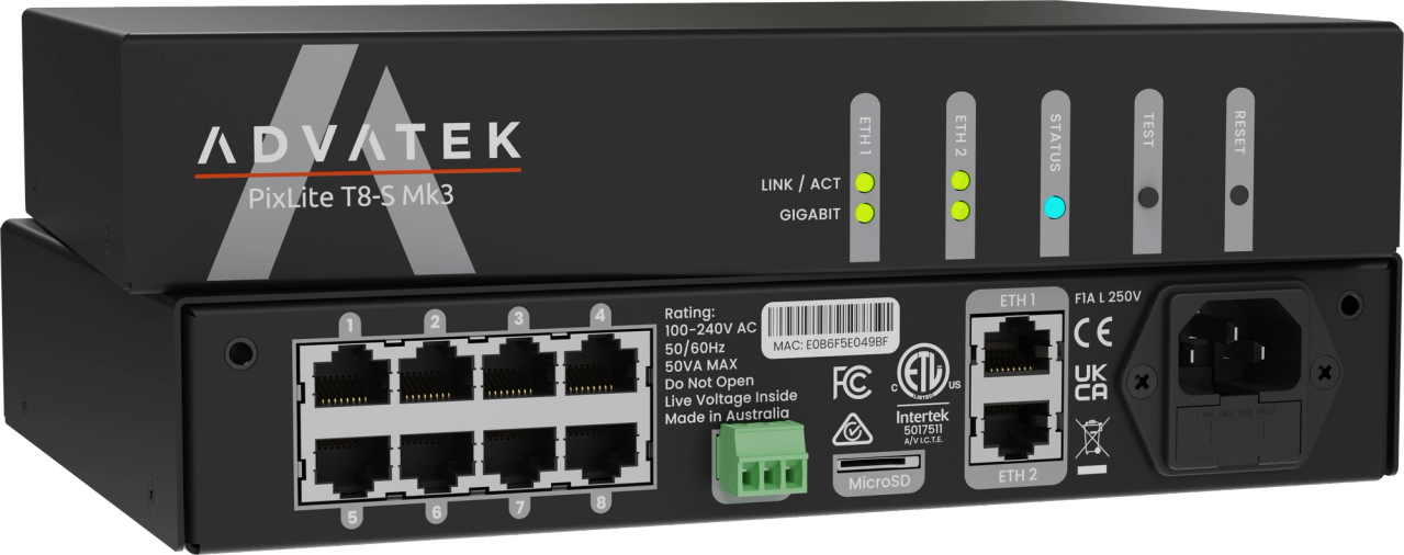 Advatek PixLite® T8-S Mk3 Long Range Controller Advatek PixLite® T8-S Mk3 Long Range Controller
