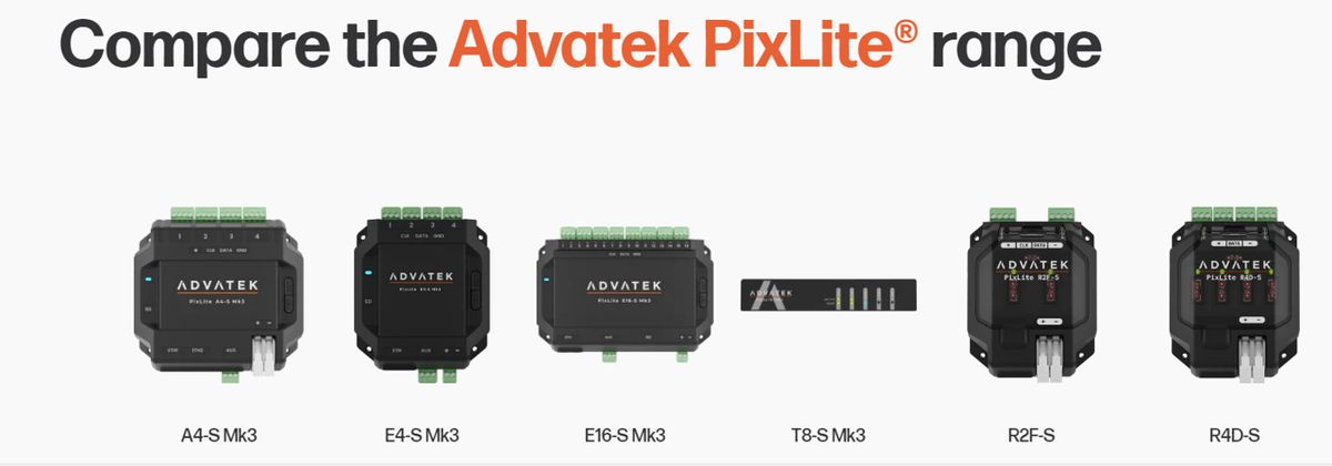 Compare the PixLite® Mk3 pixel control range in depth - Advatek