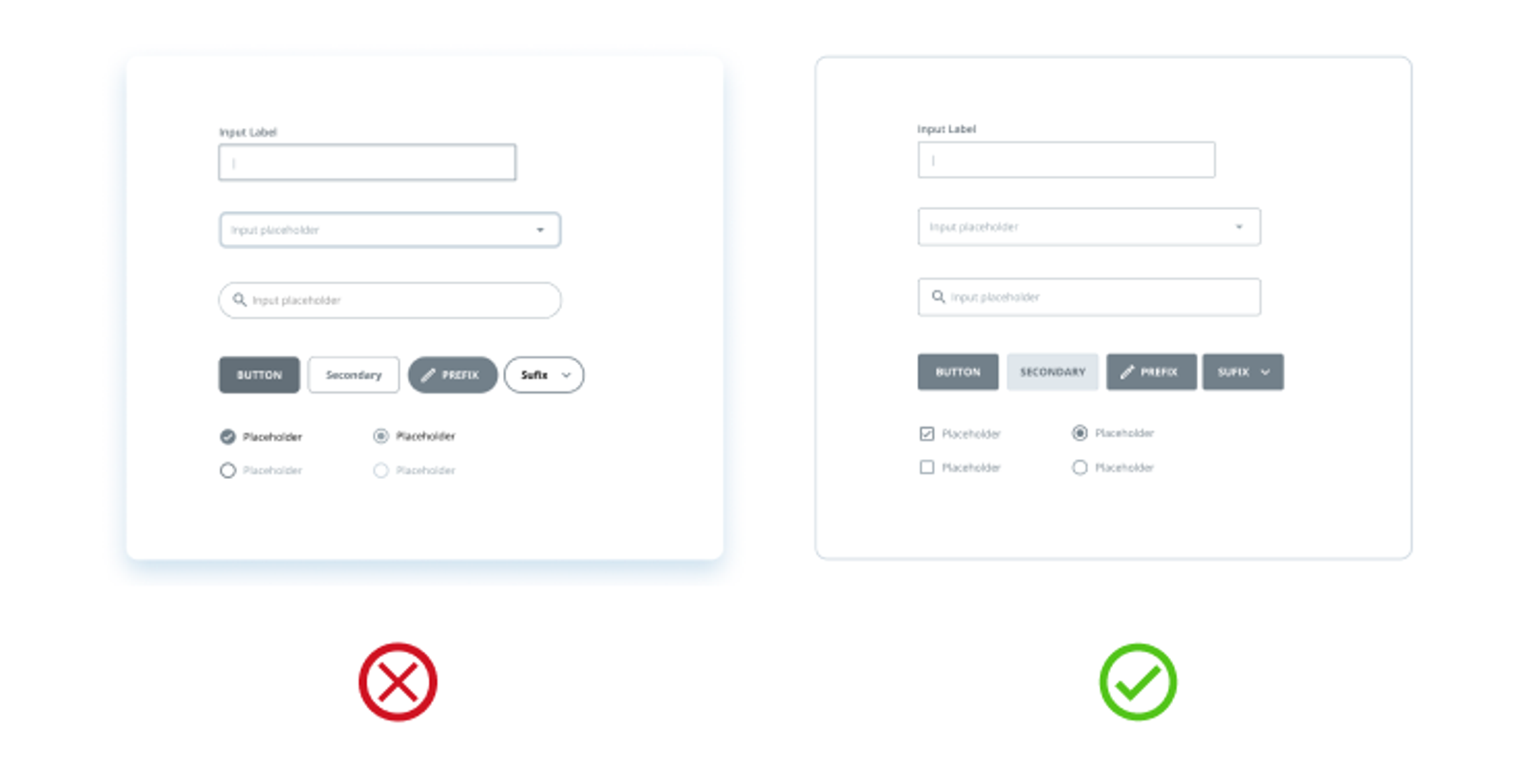 Ensure that similar components are consistent with each other and avoid using the same appearance for different components.