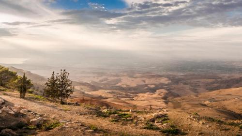 A view overlooking a valley in the Middle East.