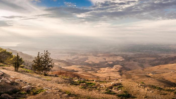 A view overlooking a valley in the Middle East.