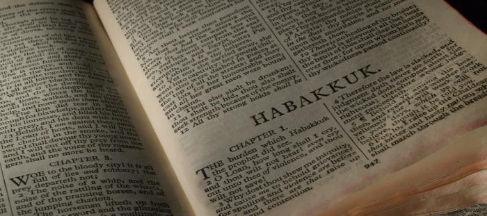A bible open to the book of Habakkuk