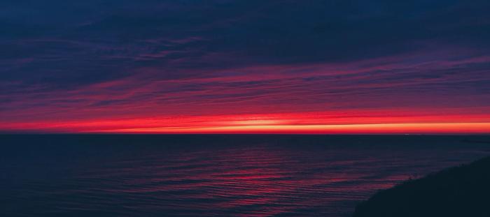 sunset over the water