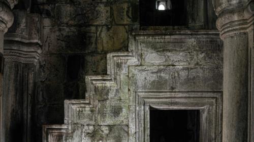 The stone interior of an ancient monastery.