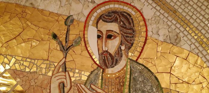 A mosaic of an early church figure