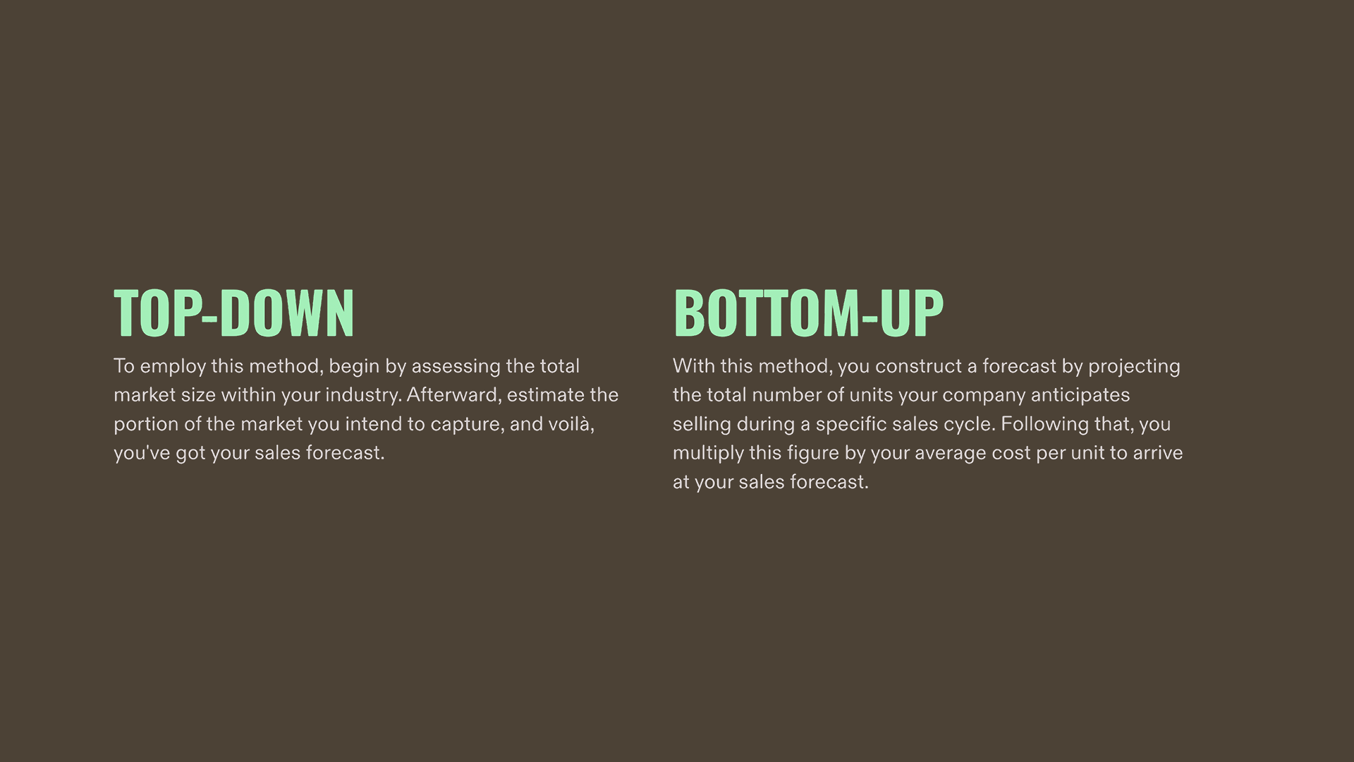 Sales Forecast - Methods