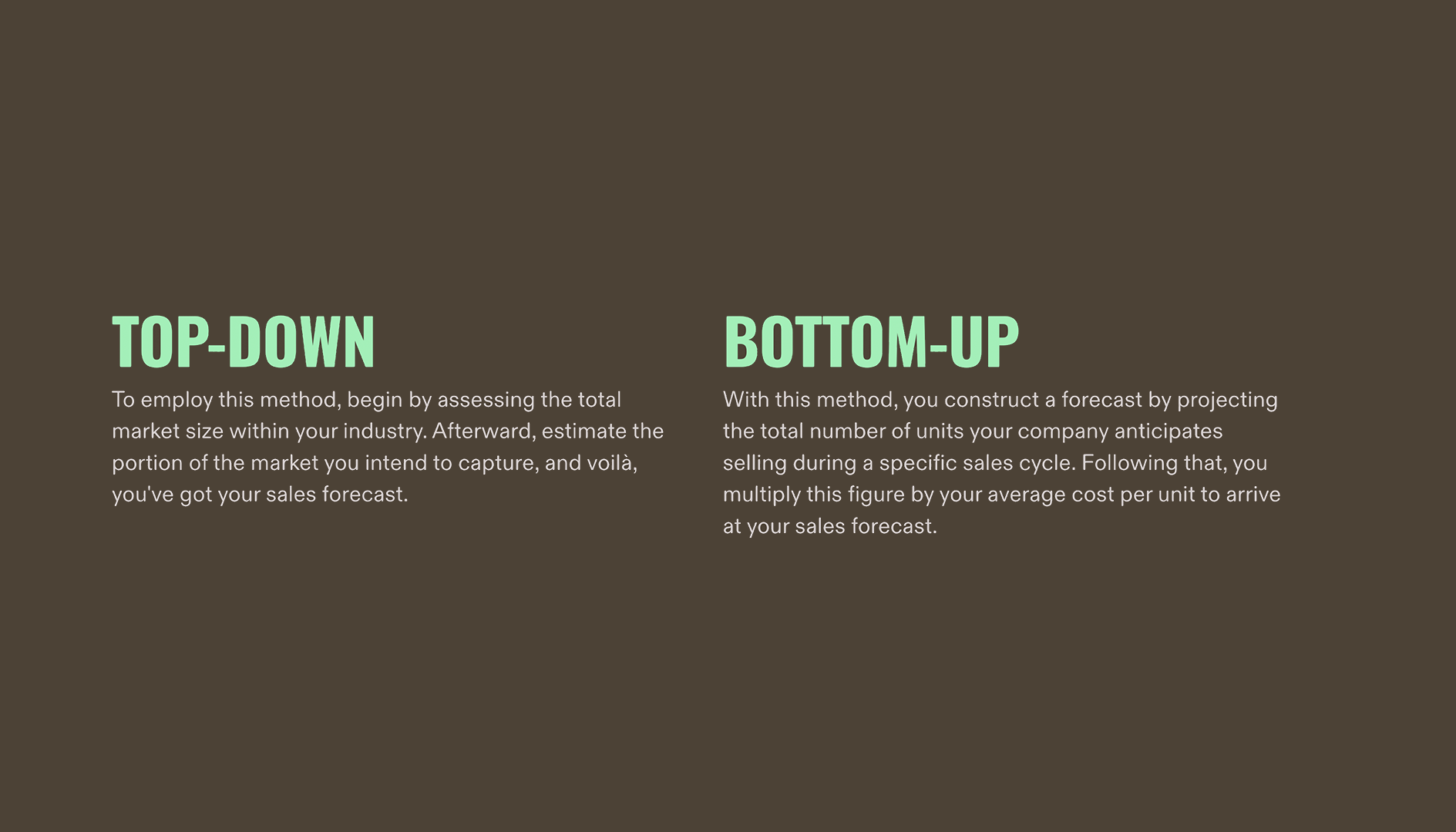 Sales Forecast - Methods