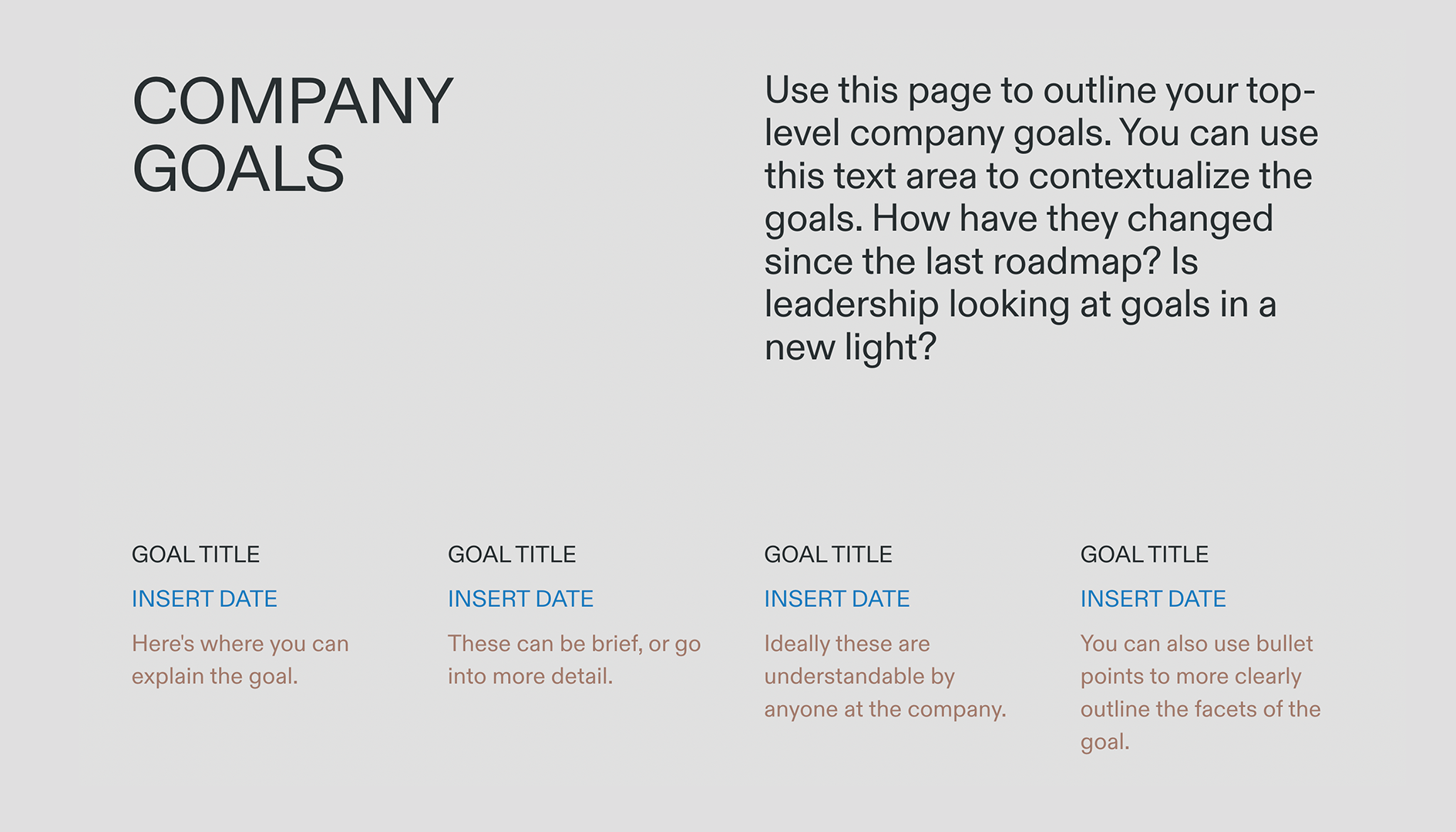 Company Roadmap - Goals