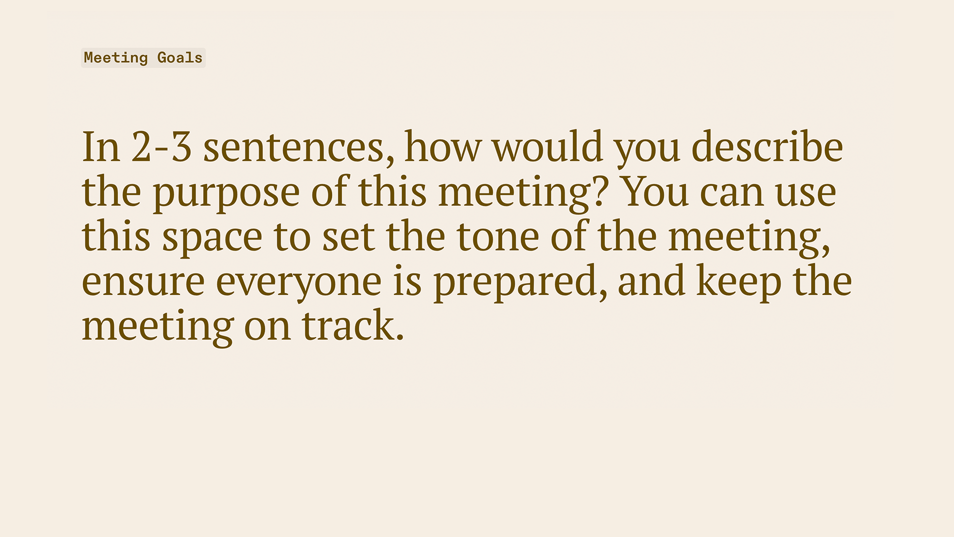 Meeting Agenda Template - Meeting Goals