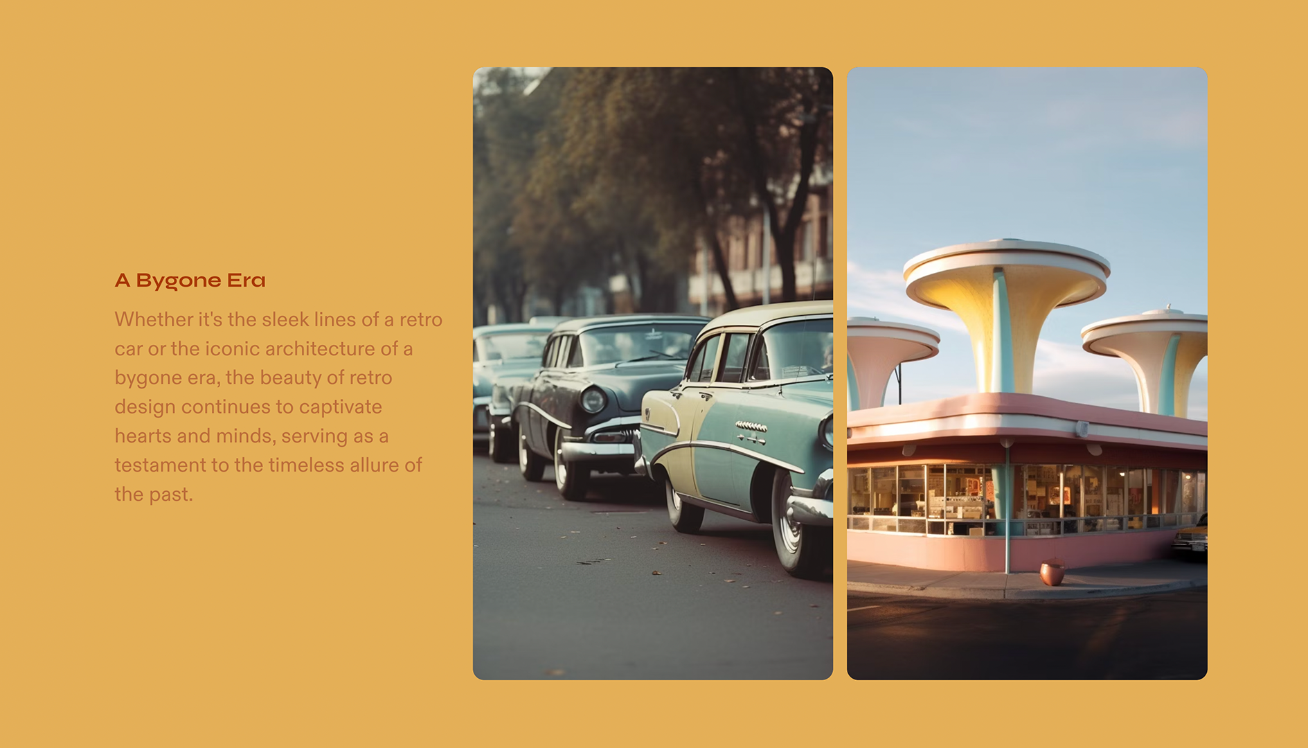 Retro Theme Template - Text With Images Yellow