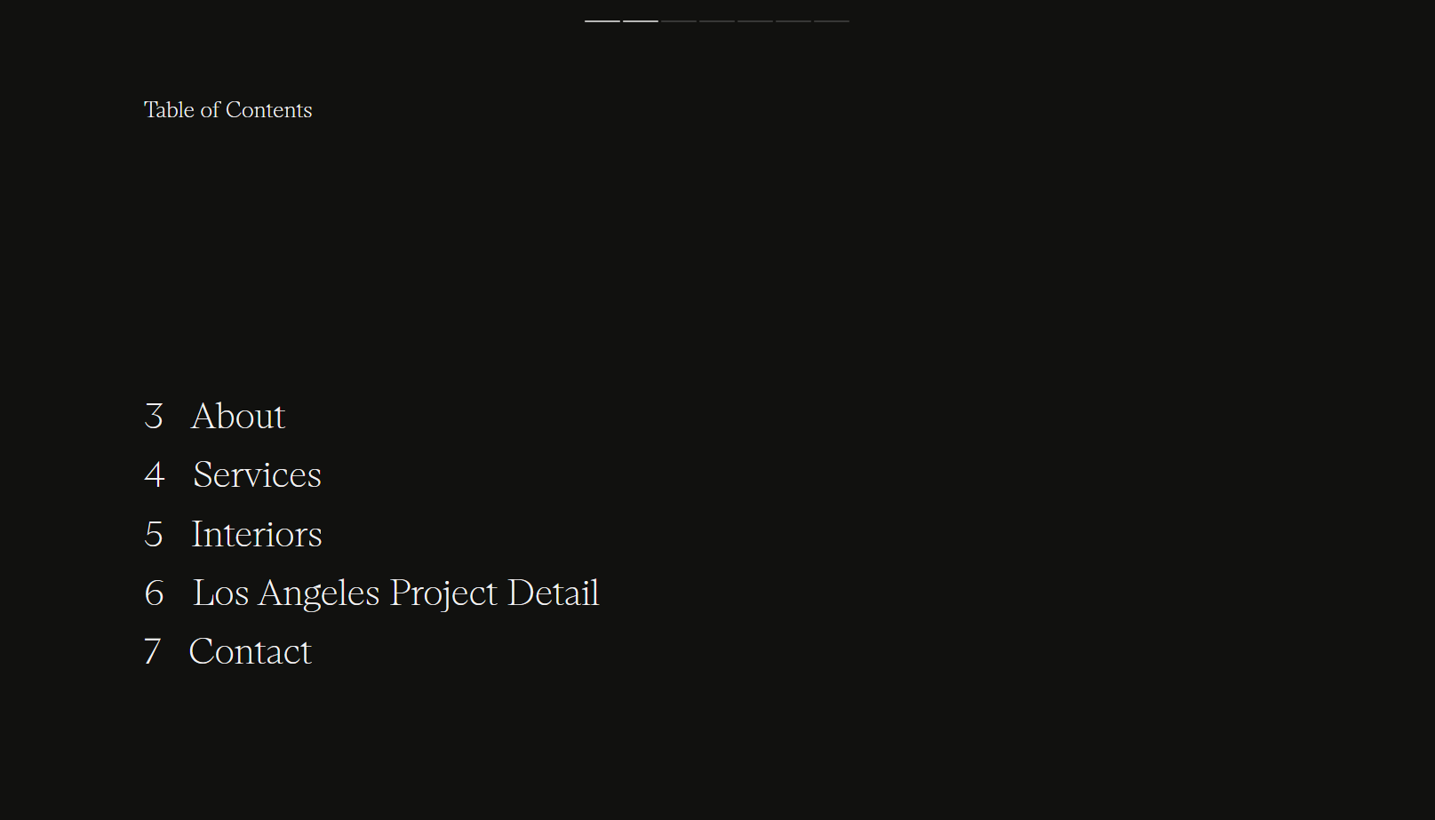 Interior Design Portfolio - Table of Contents