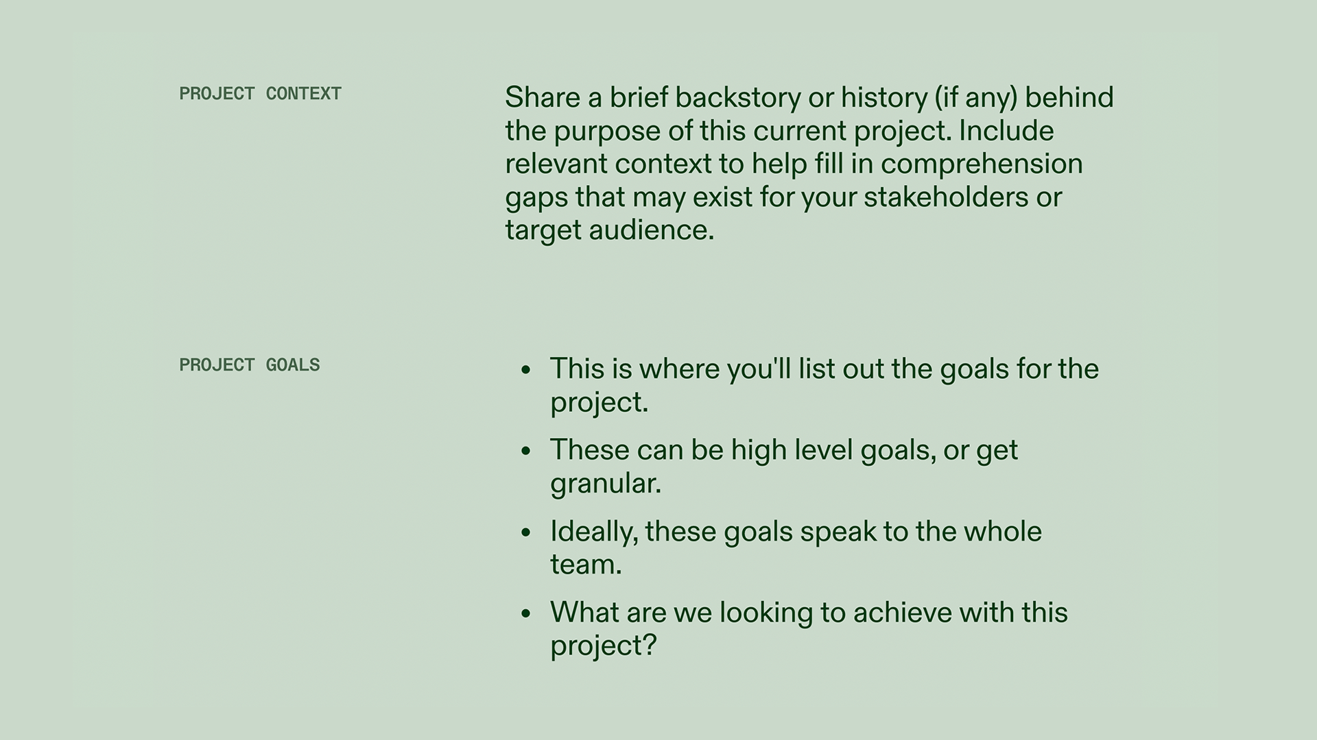 Project Kick Off Template - Project Goals