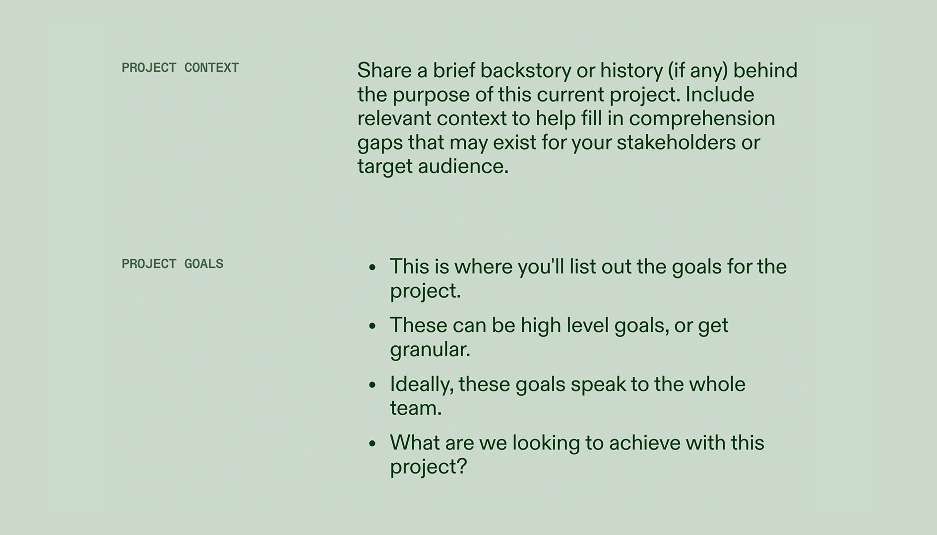 Project Kick Off Template - Project Goals