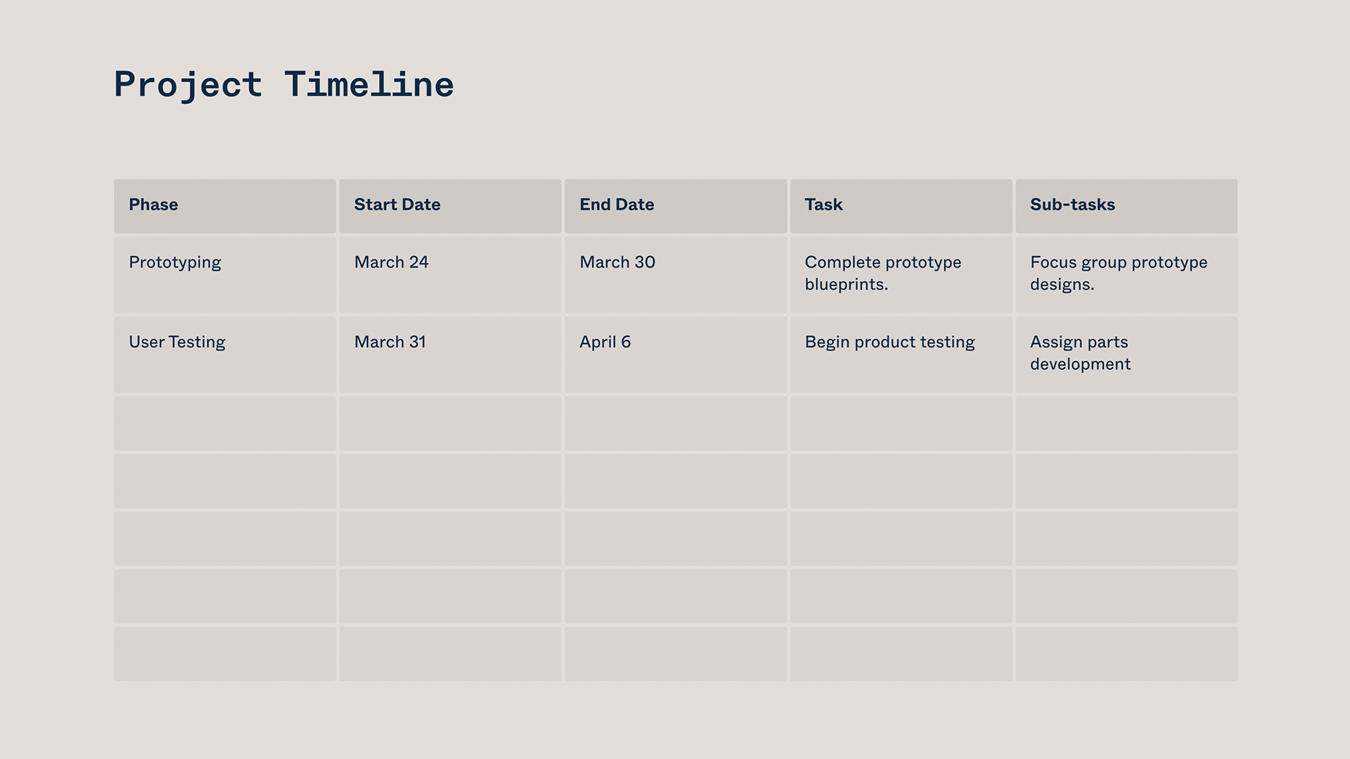Project Proposal Template - Timeline