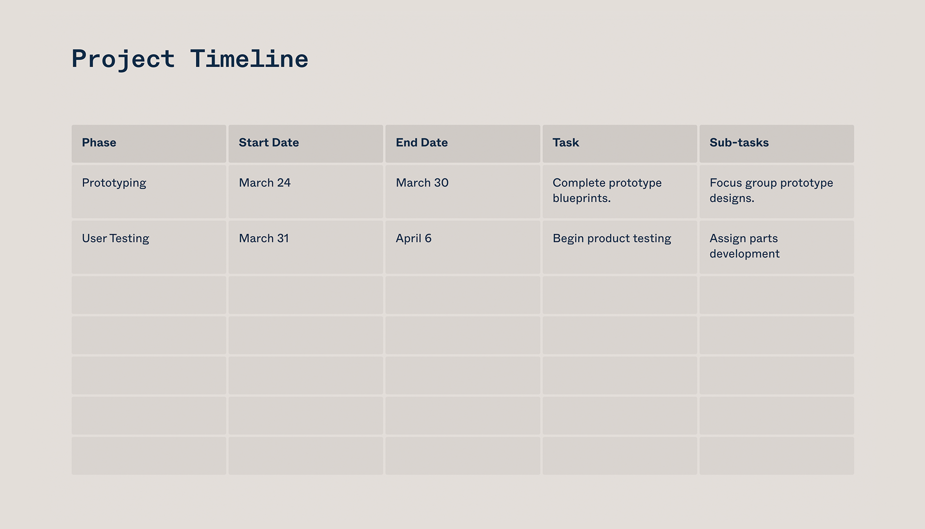 Project Proposal Template - Timeline