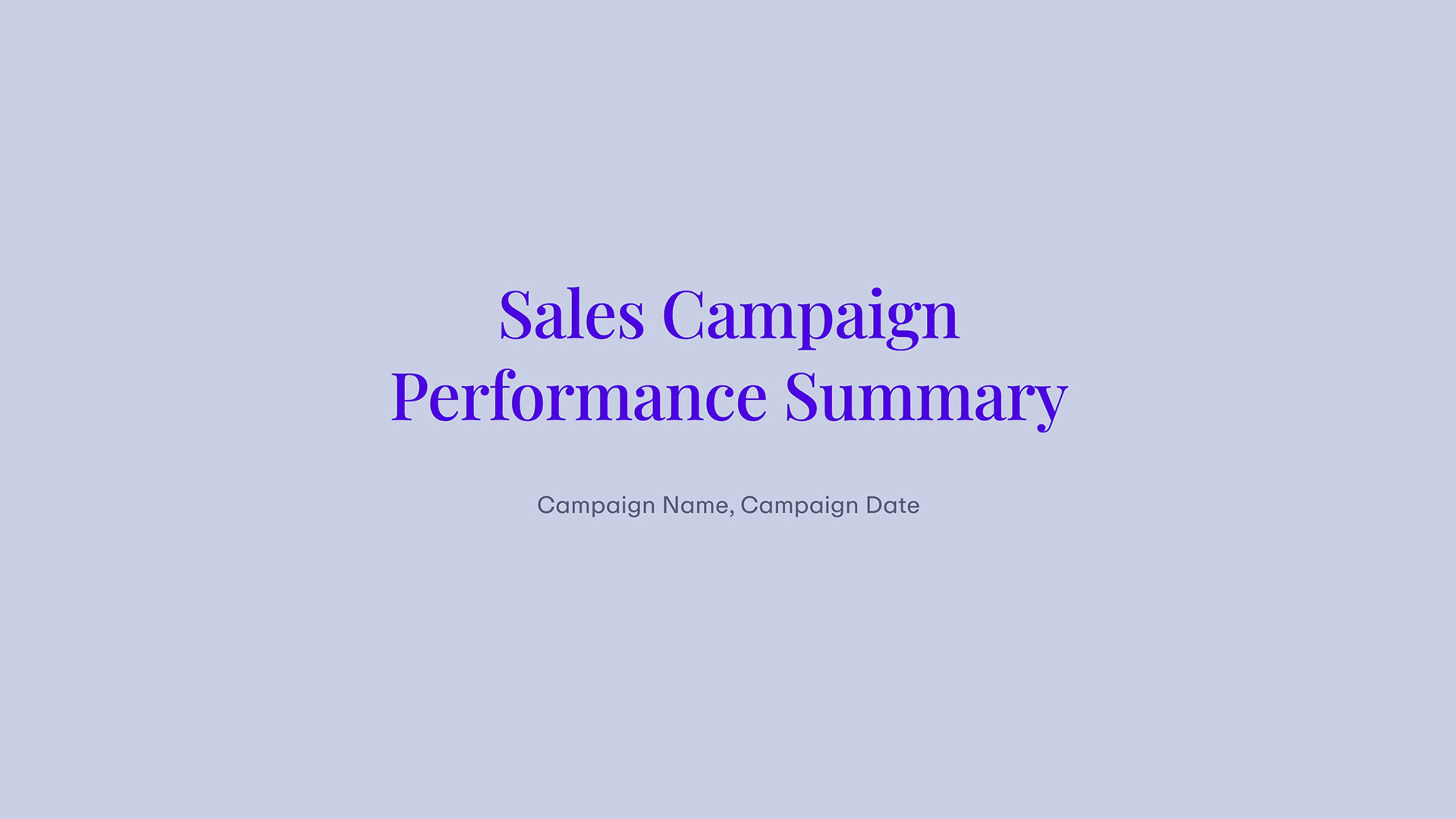 Sales Campaign Performance - Cover