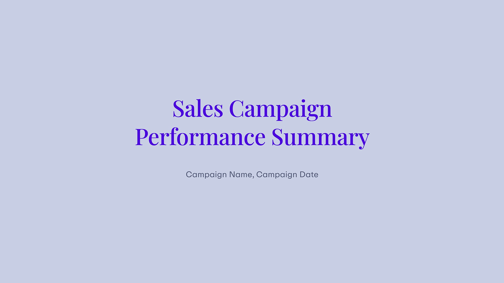 Sales Campaign Performance - Cover
