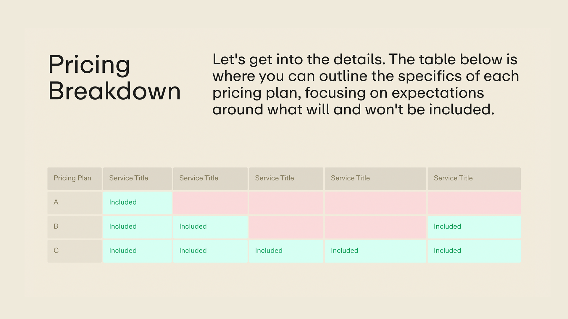 Pricing Proposal - Breakdown