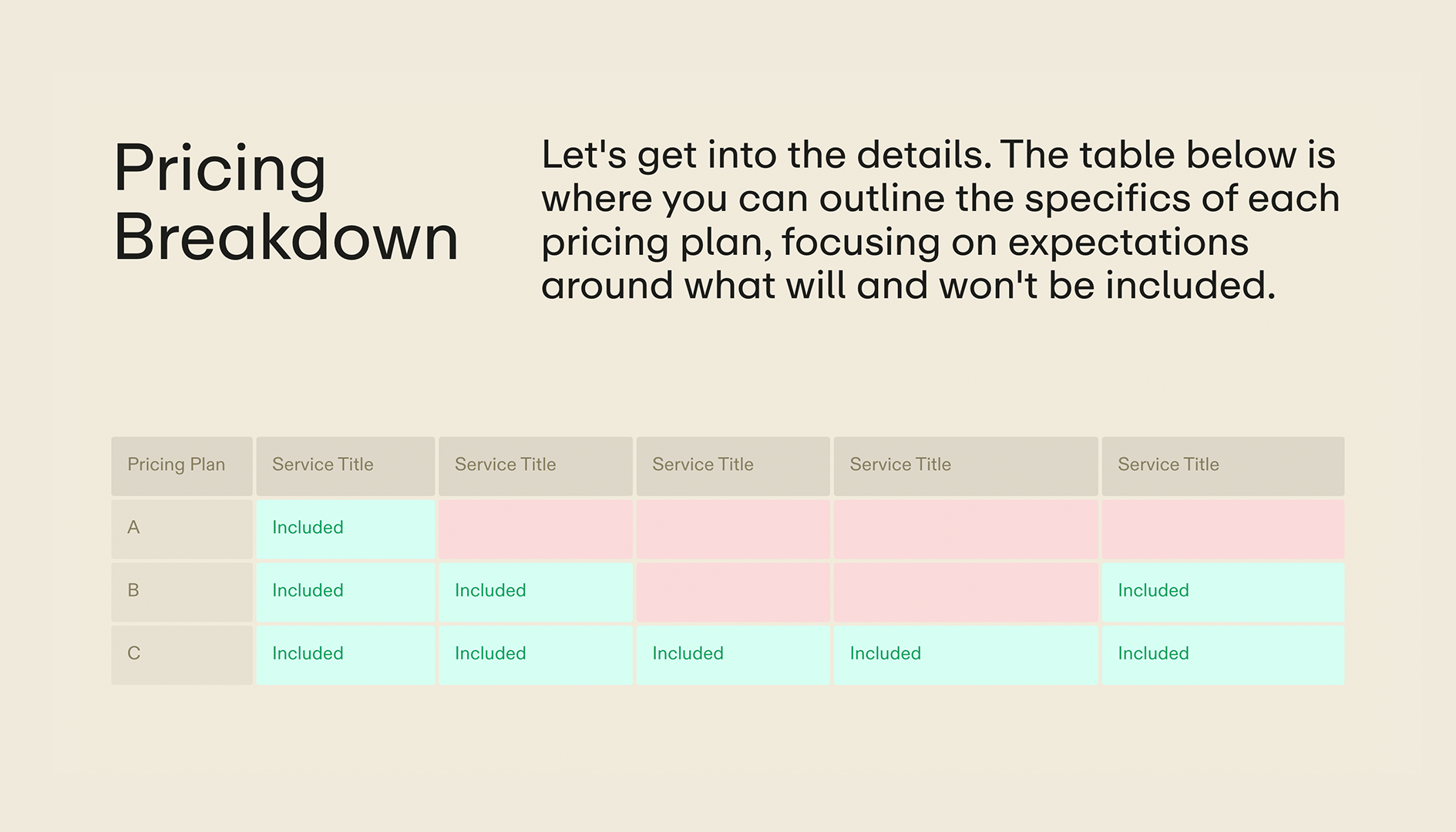 Pricing Proposal - Breakdown