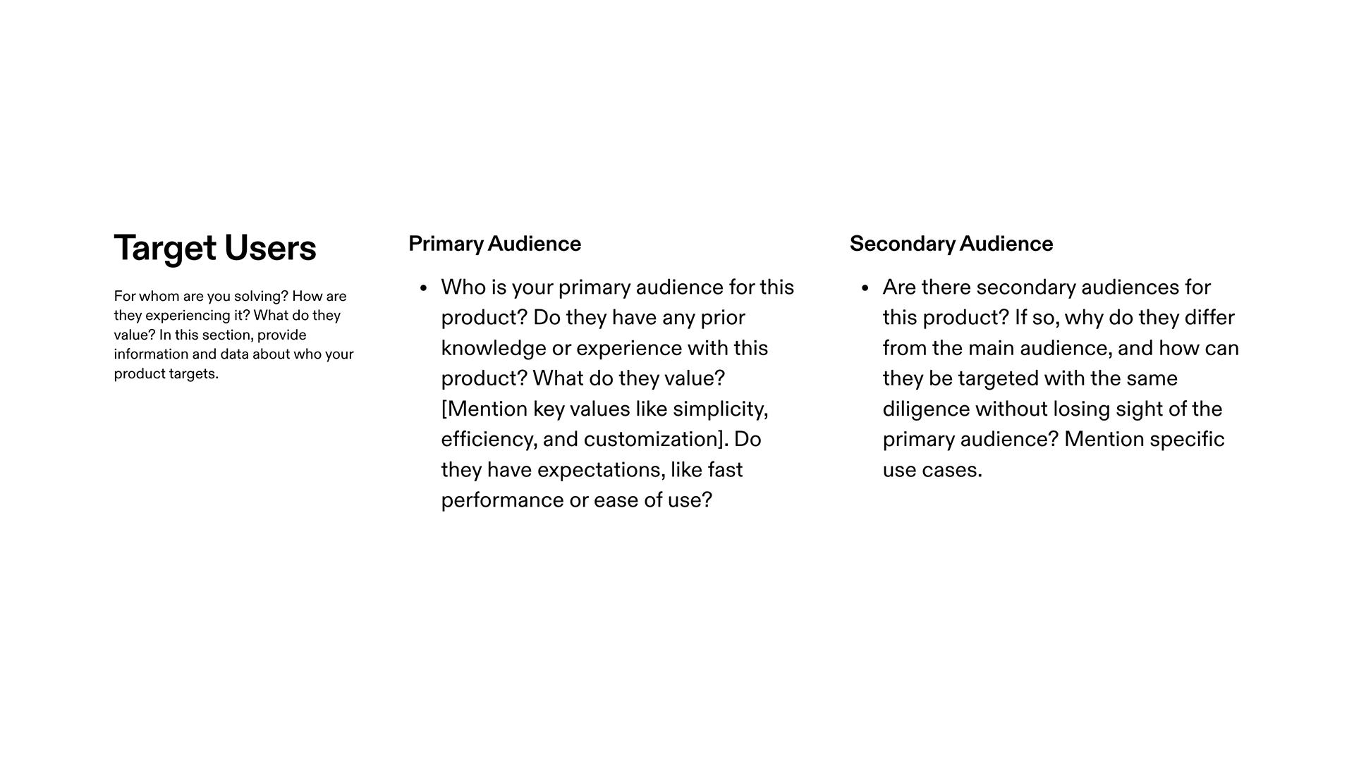 Product Requirements Document Template - Target Users